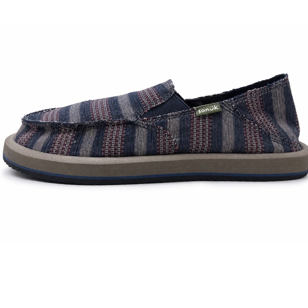 Sanuk Sidewalk Surfer Blanket Youth Boys Size 2 Slip On Shoes Striped 1138850 - Picture 2 of 4